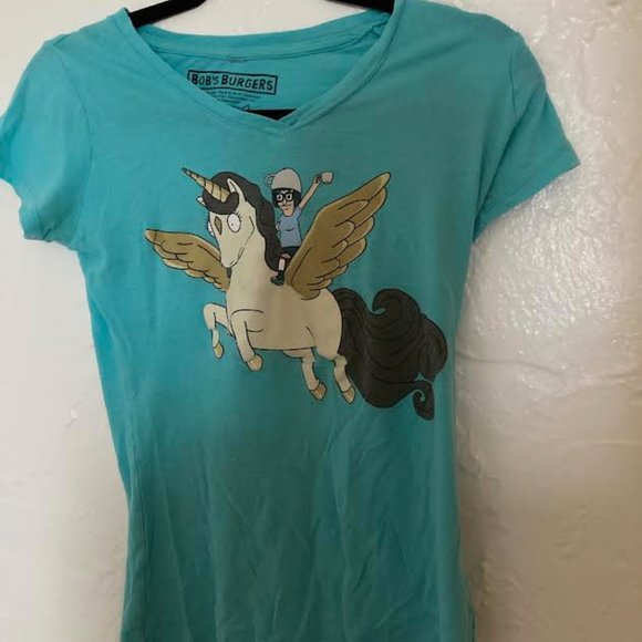 Bob's Burgers Tops Tina Bobs Burgers Rare Unicorn Teal Tshirt